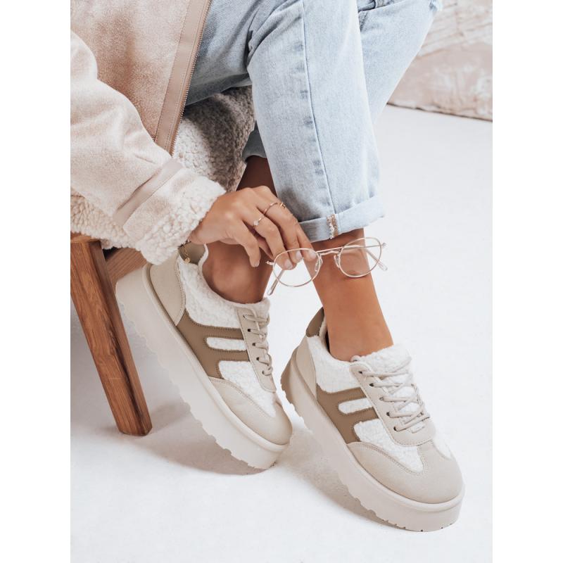 Női szigetelt platform tornacipő bézs színű
