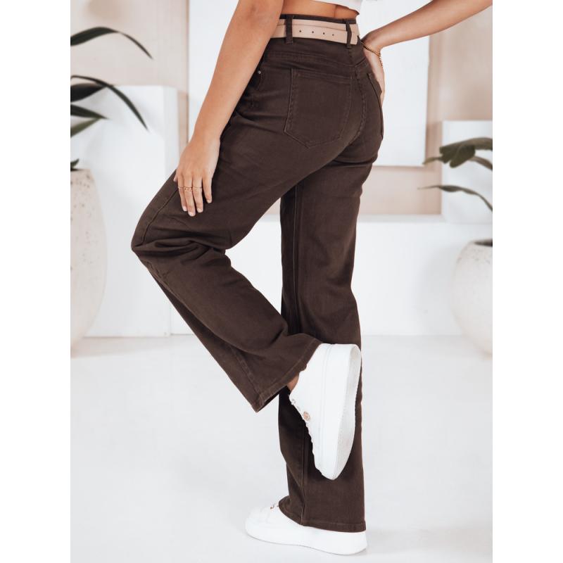Dámské džíny s širokými nohavicemi hnědé