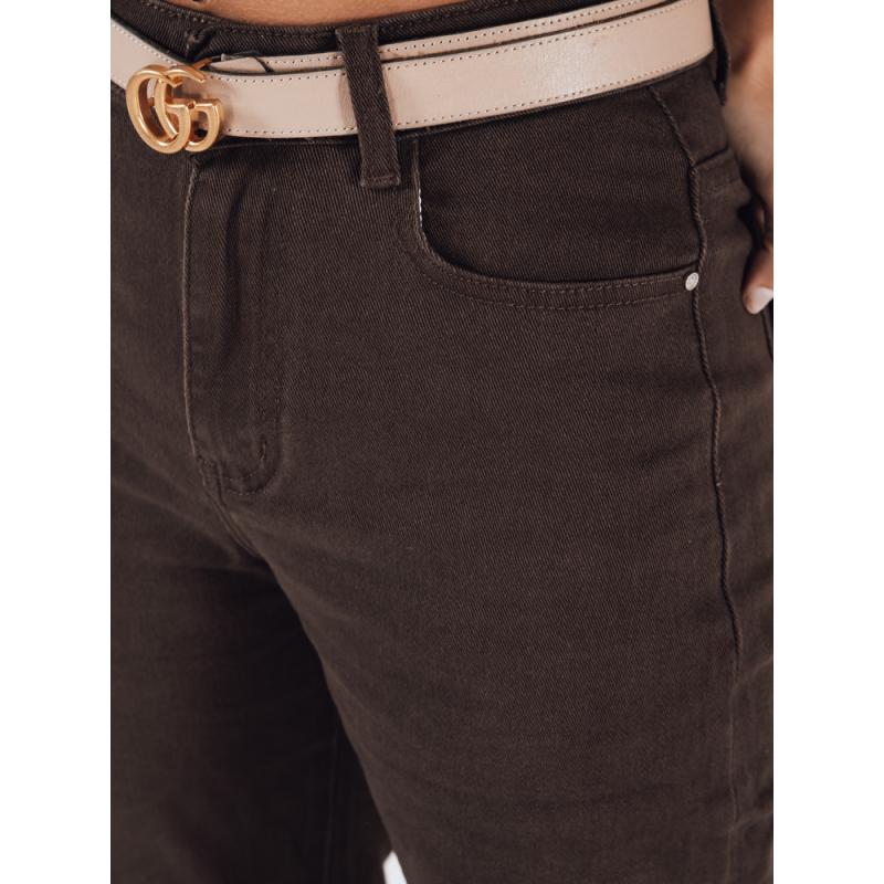 Dámské džíny s širokými nohavicemi hnědé