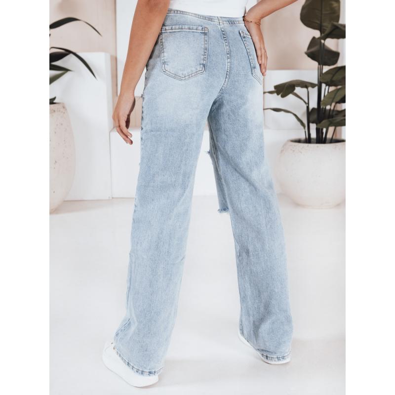 Női farmer széles szárral és lyukakkal, kék