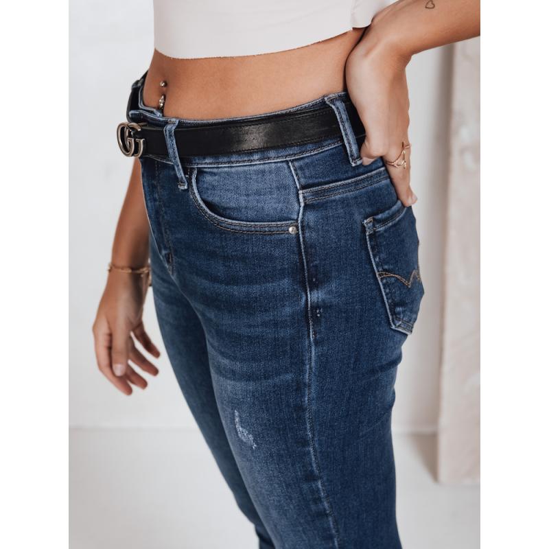 Dámské skinny džíny s vysokým pasem tmavě modré