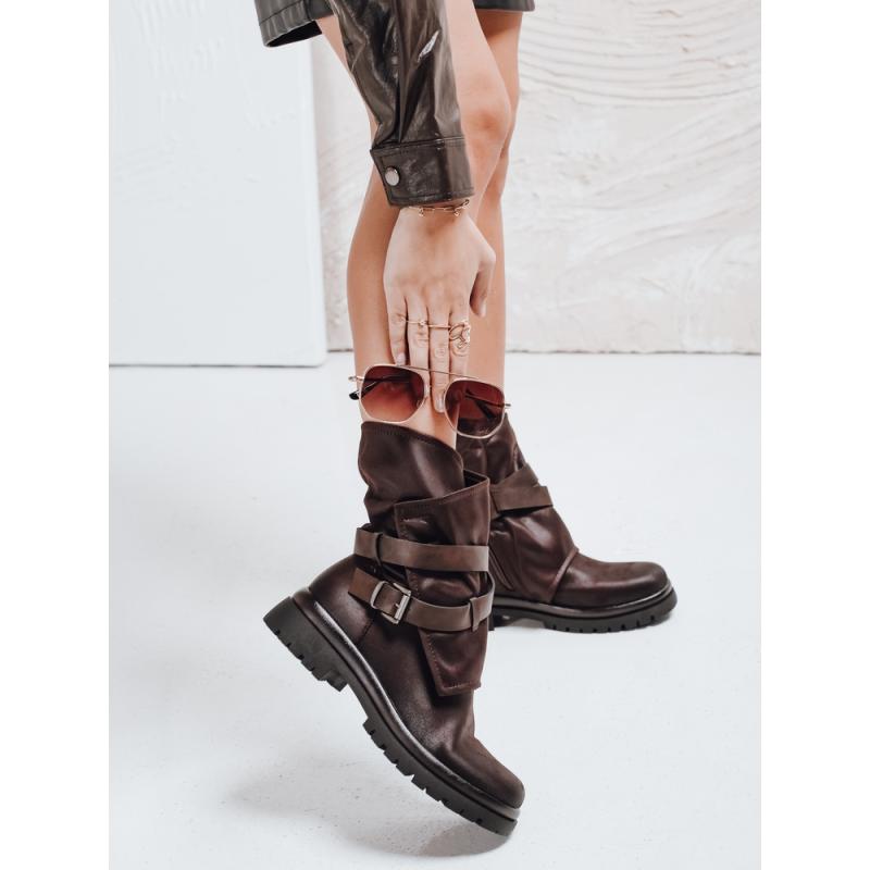 Női bokacsizma, barna