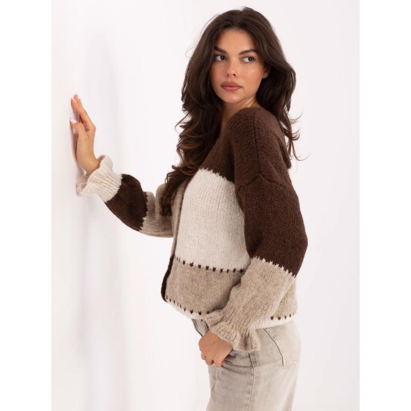 Ecru-hnedý oversized sveter RUE PARIS