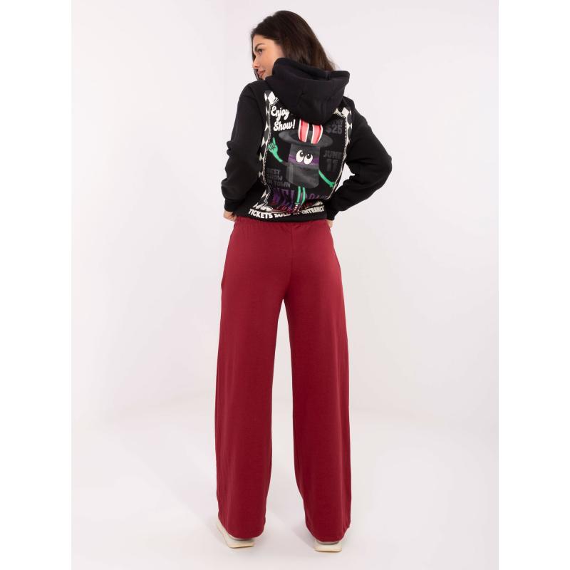 Burgundské basic dámske nohavice so šnúrkou