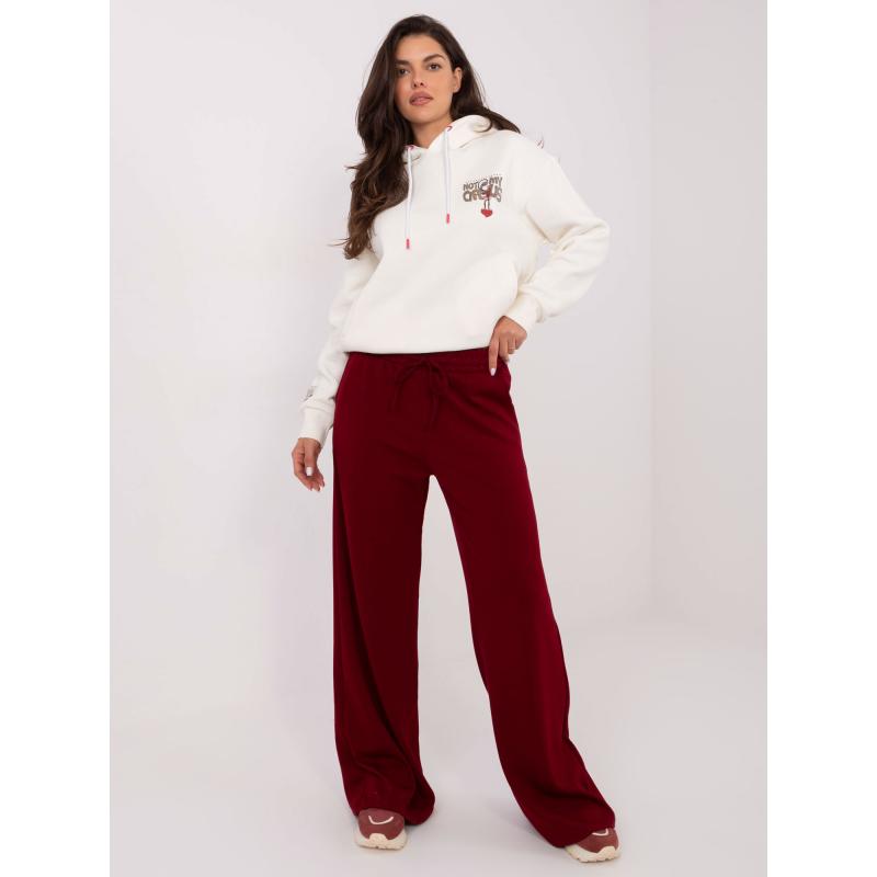 Burgundské basic nohavice so širokými nohavicami