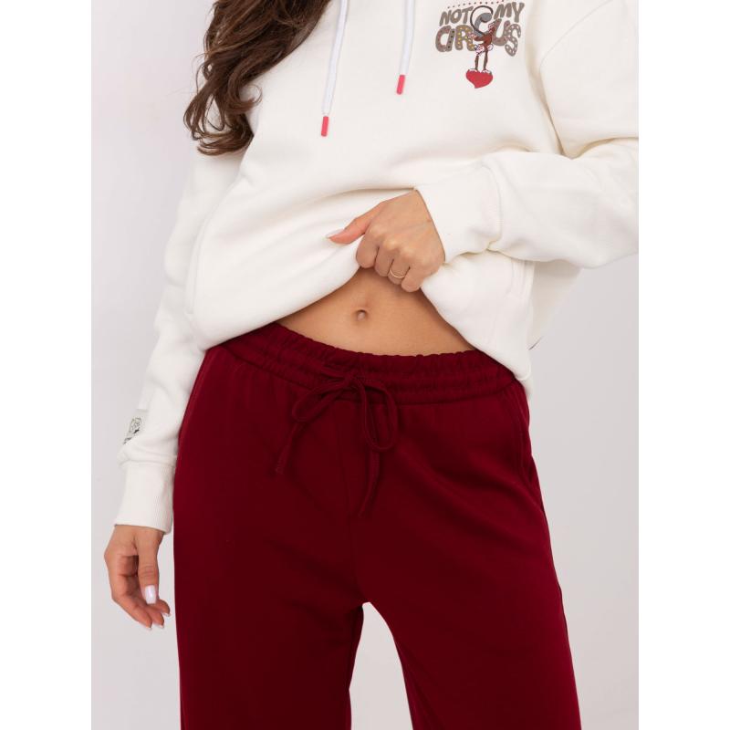 Burgundské basic nohavice so širokými nohavicami