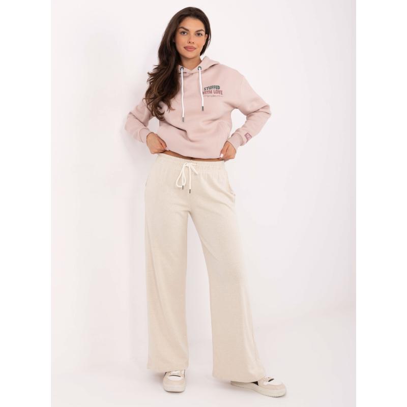 Svetlo béžové basic nohavice so širokými nohavicami