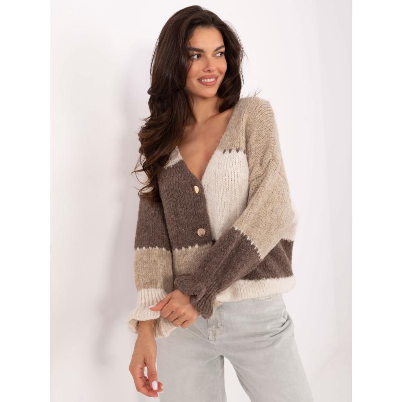 Ecru-bézs kardigán V-kivágással RUE PARIS