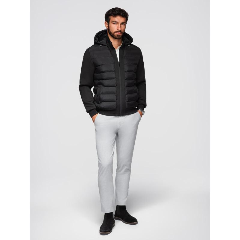 Pánská prošívaná bunda s odnímatelnou kapucí – modro-červená V1 OM-JALP-0206