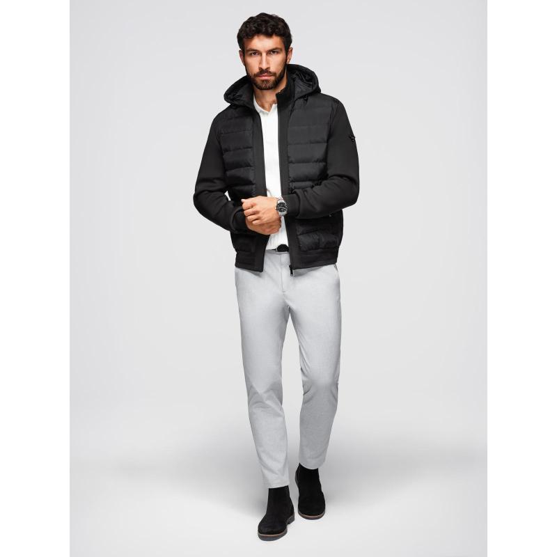 Pánská prošívaná bunda s odnímatelnou kapucí – modro-červená V1 OM-JALP-0206