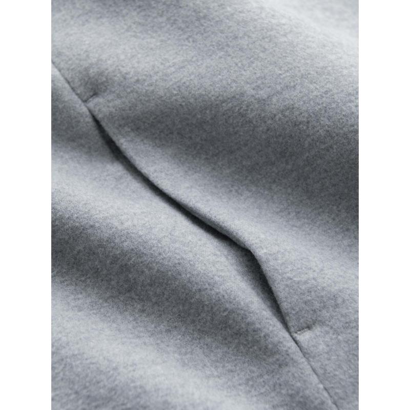 Férfi kabát magas gallérral és aszimmetrikus gombolással – szürke melírozott V1 OM-COWC-0141