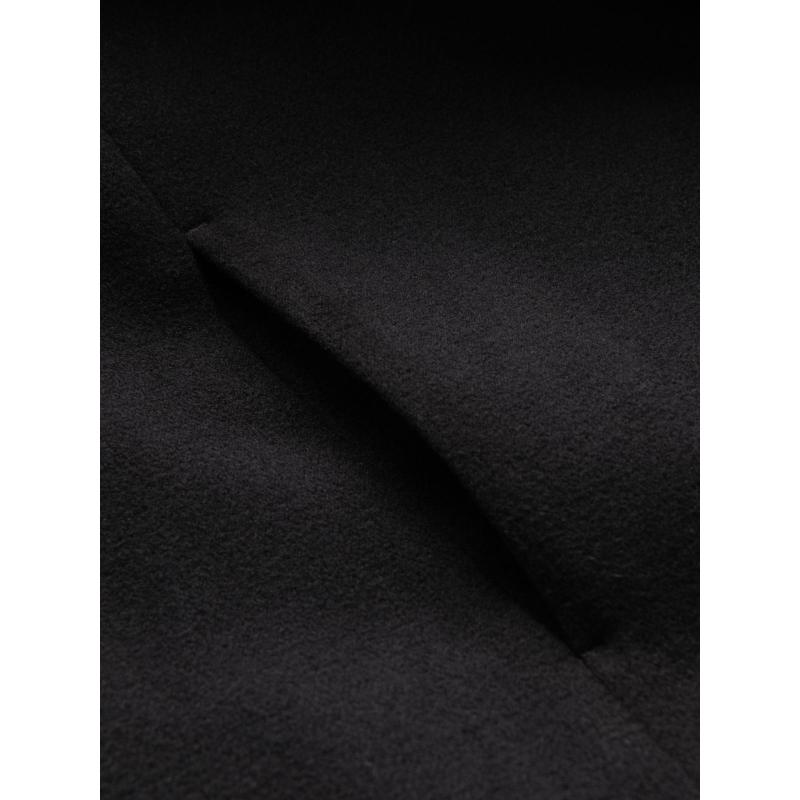 Férfi kabát magas gallérral és aszimmetrikus záródással – fekete V2 OM-COWC-0141