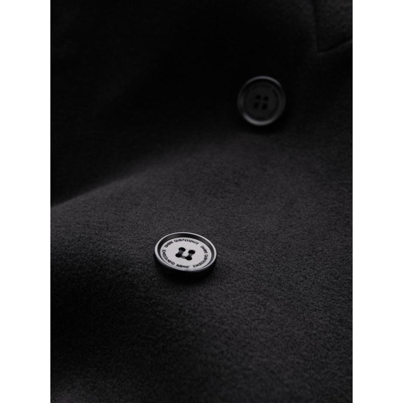 Férfi kabát magas gallérral és aszimmetrikus záródással – fekete V2 OM-COWC-0141