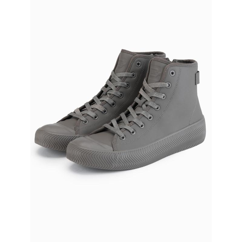 Férfi magas cipő cipzárral a könnyű felvételhez – sötétbézs V3 OM-FOTH-0184