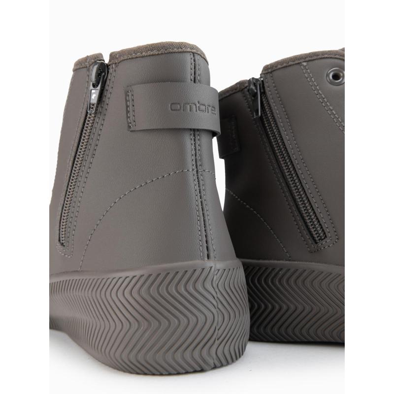 Férfi magas cipő cipzárral a könnyű felvételhez – sötétbézs V3 OM-FOTH-0184