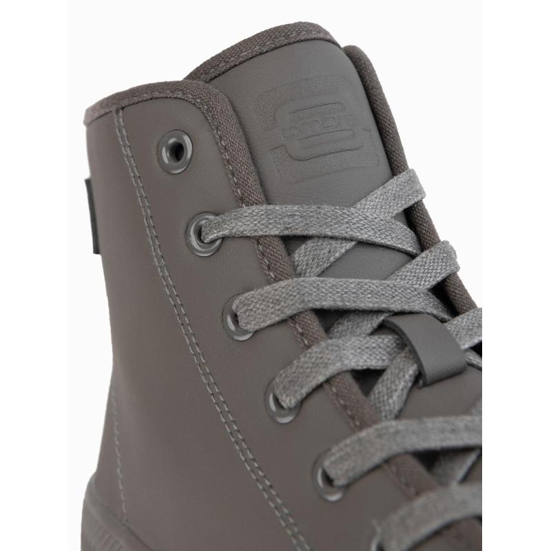 Férfi magas cipő cipzárral a könnyű felvételhez – sötétbézs V3 OM-FOTH-0184