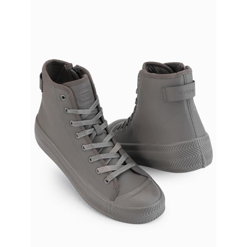 Férfi magas cipő cipzárral a könnyű felvételhez – sötétbézs V3 OM-FOTH-0184