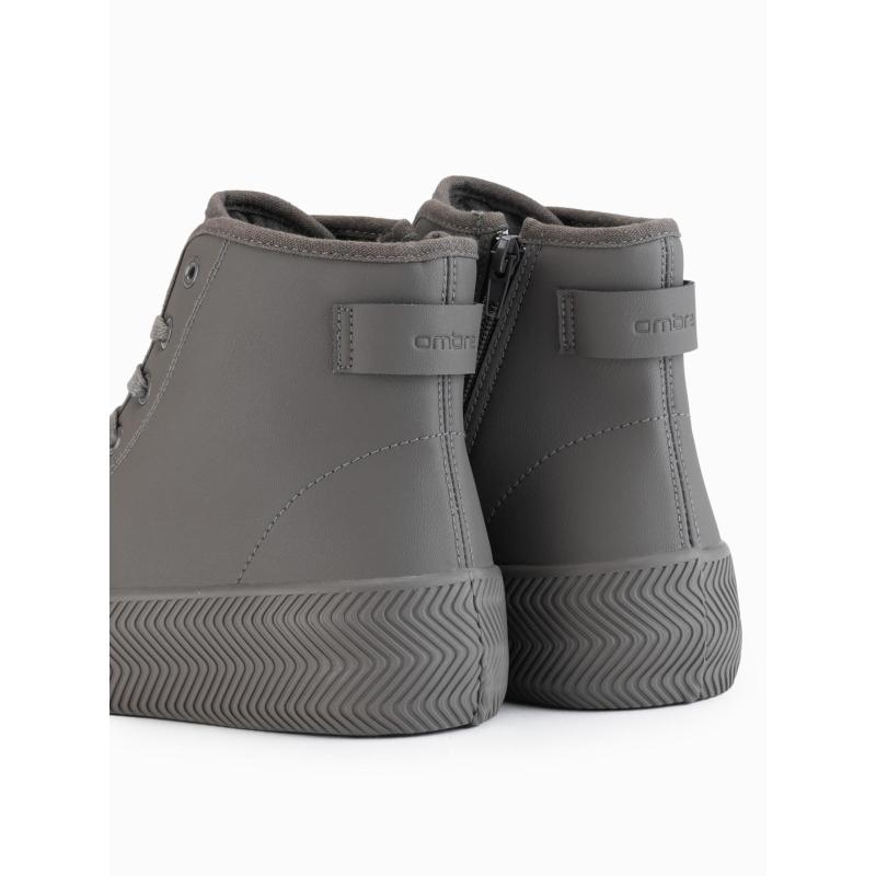 Férfi magas cipő cipzárral a könnyű felvételhez – sötétbézs V3 OM-FOTH-0184