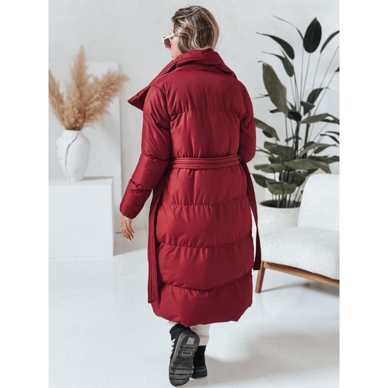 Dámský dlouhý prošívaný kabát FAVI vínový