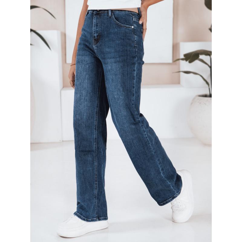 Dámské džíny wide leg tmavě modré