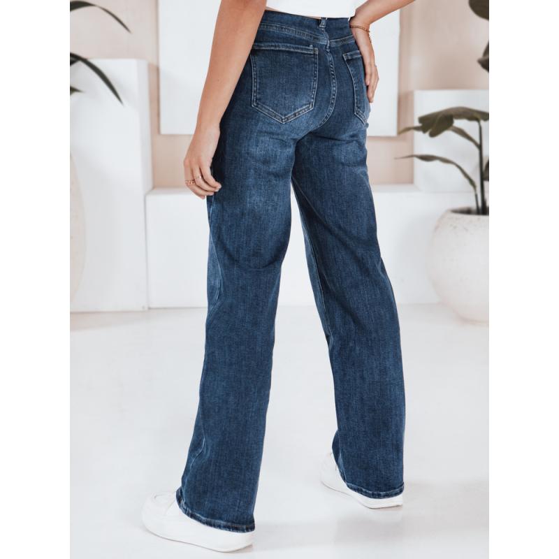 Dámské džíny wide leg tmavě modré