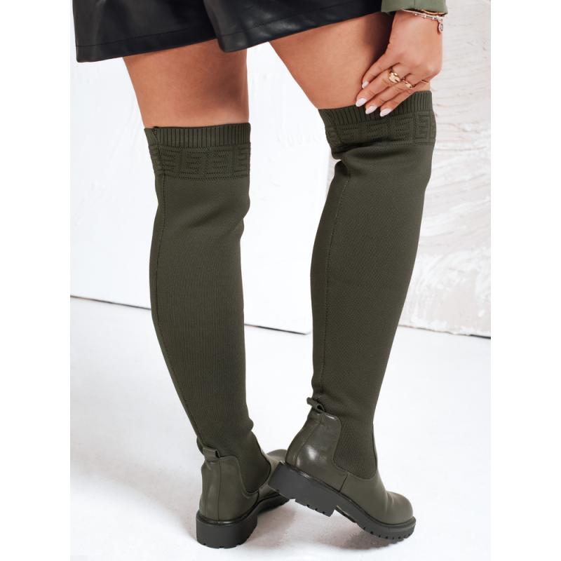 Dámske nadkolenné topánky, zelené