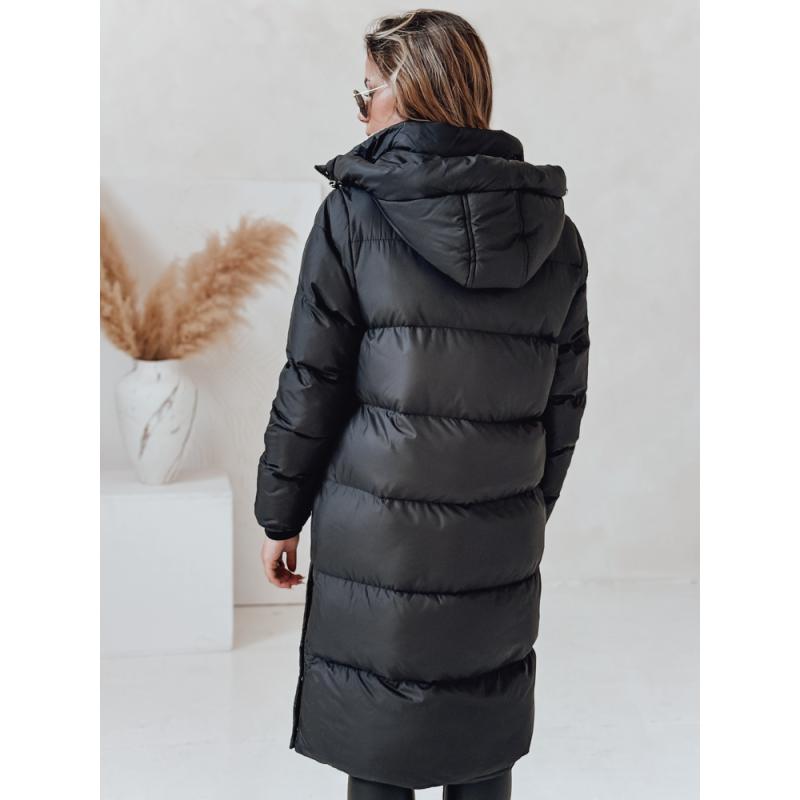 Dámska dlhá prešívaná zimná bunda s kapucňou WINTERMISS, čierna