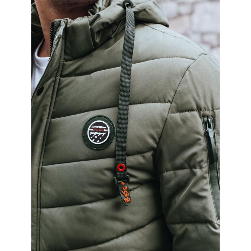 Pánska zimná prešívaná bunda s kapucňou, zelená