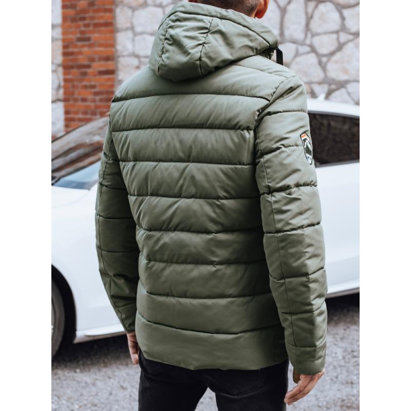 Pánska zimná prešívaná bunda s kapucňou, zelená
