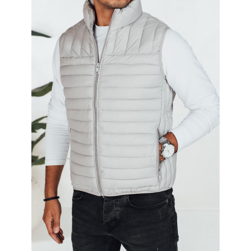 Pánská prošívaná vesta, světle šedá