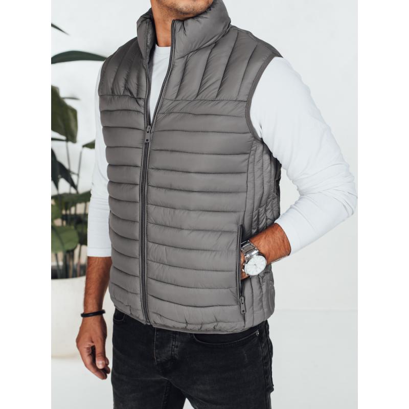 Pánská prošívaná vesta, tmavě šedá
