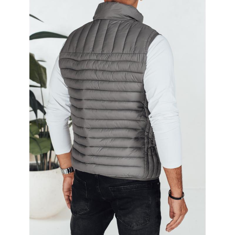 Pánská prošívaná vesta, tmavě šedá