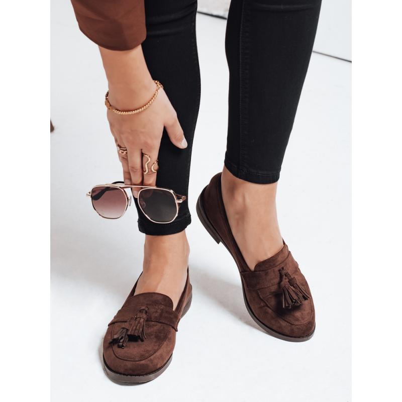 Női barna szarvasbőr mokaszin