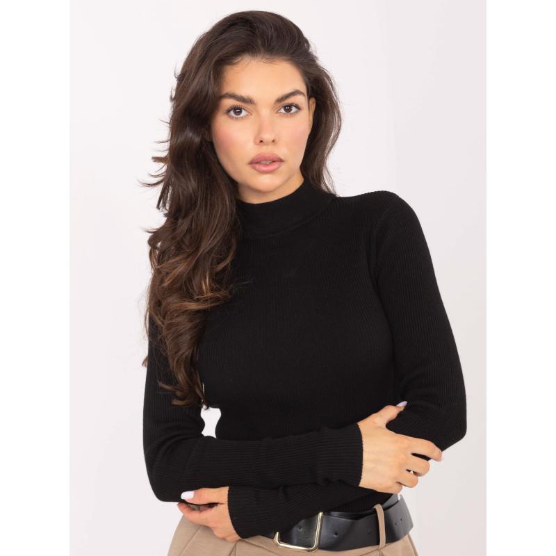 Černý pruhovaný svetr s rolákem STITCH & SOUL