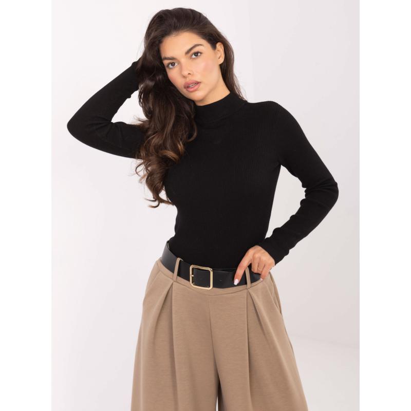 Černý pruhovaný svetr s rolákem STITCH & SOUL