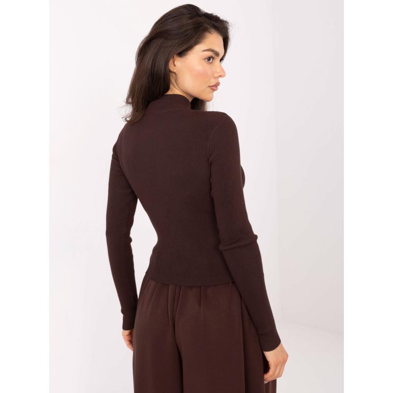 Čokoládově hnědý přiléhavý svetr s rolákem STITCH & SOUL