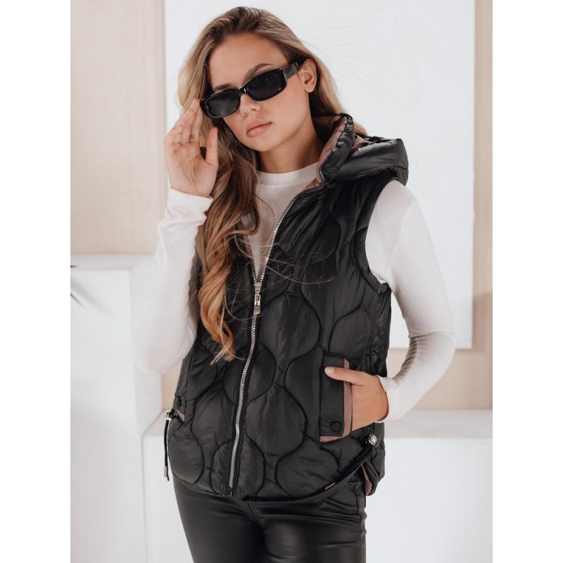 Dámska prešívaná vesta s kapucňou MISSVEST čierna