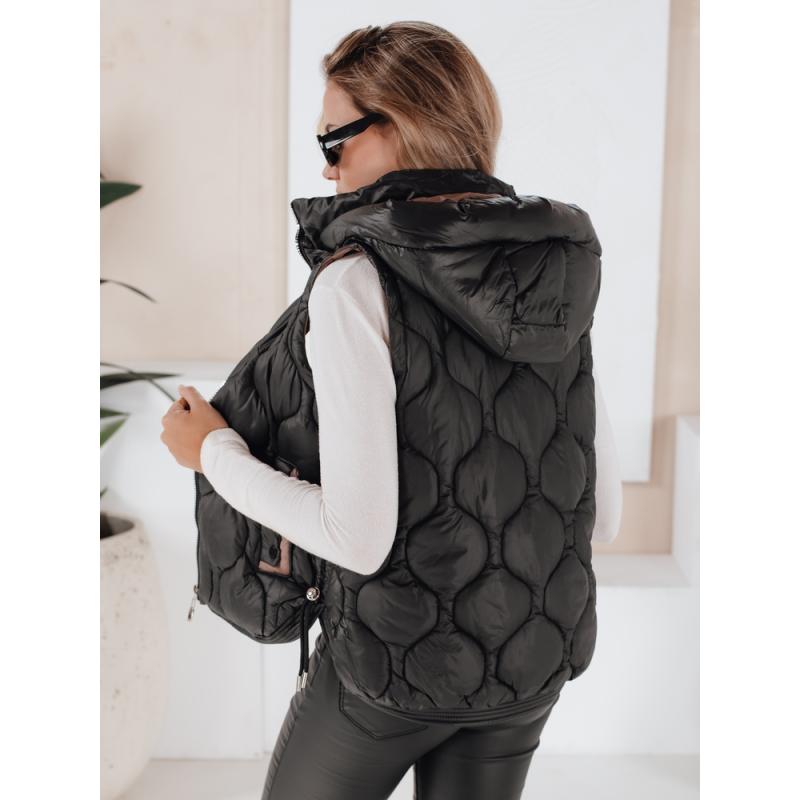 Dámska prešívaná vesta s kapucňou MISSVEST čierna