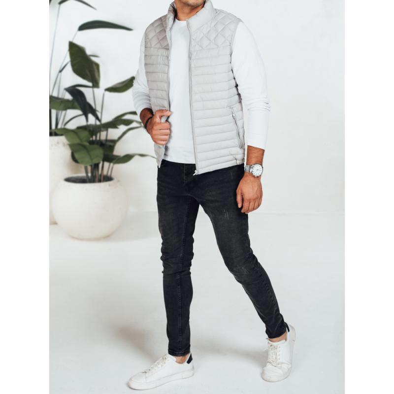 Férfi steppelt mellény, világosszürke