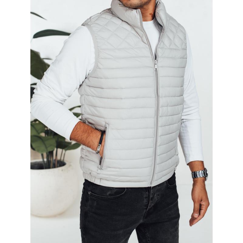 Férfi steppelt mellény, világosszürke