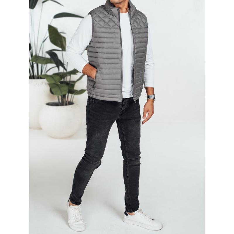 Pánská prošívaná vesta tmavě šedá