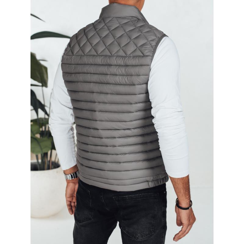 Pánská prošívaná vesta tmavě šedá