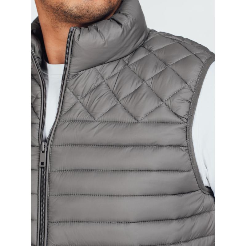 Pánská prošívaná vesta tmavě šedá