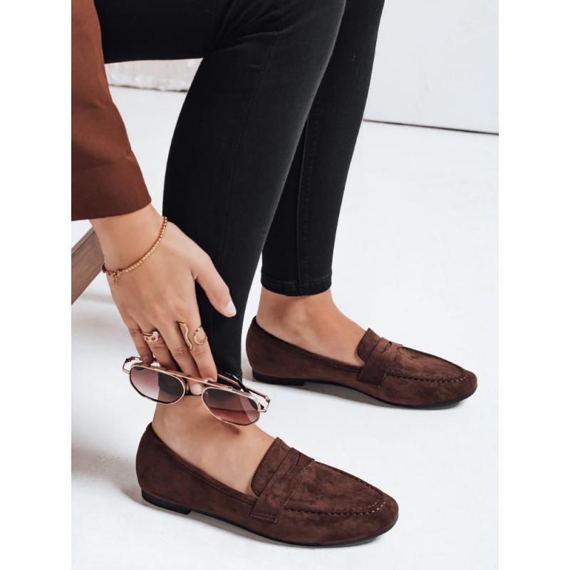 Női barna szarvasbőr mokaszin