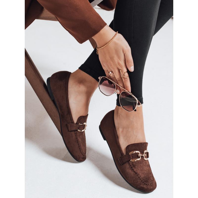 Női barna szarvasbőr mokaszin