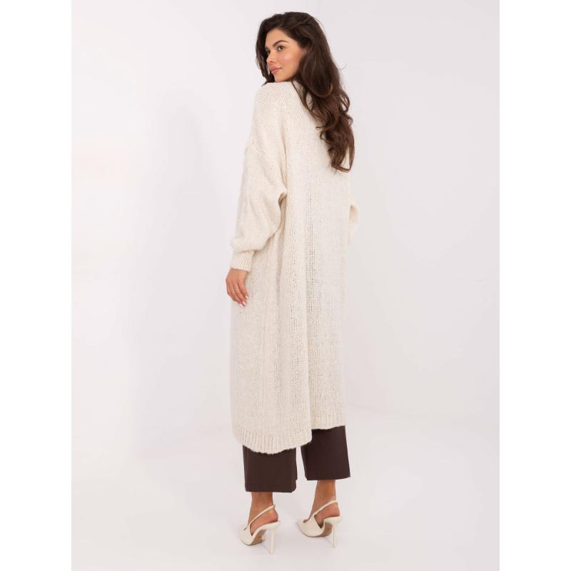 Světle béžový dlouhý kardigan bez zapínání