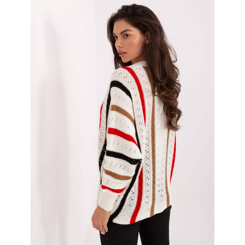 Ecru oversized pulóver átlátszó mintával