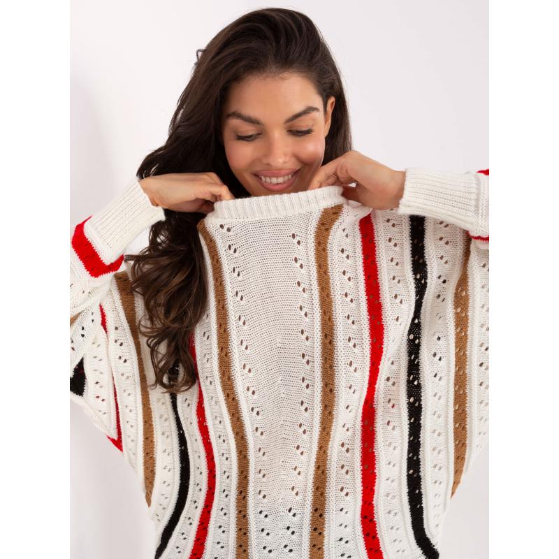 Ecru oversized pulóver átlátszó mintával