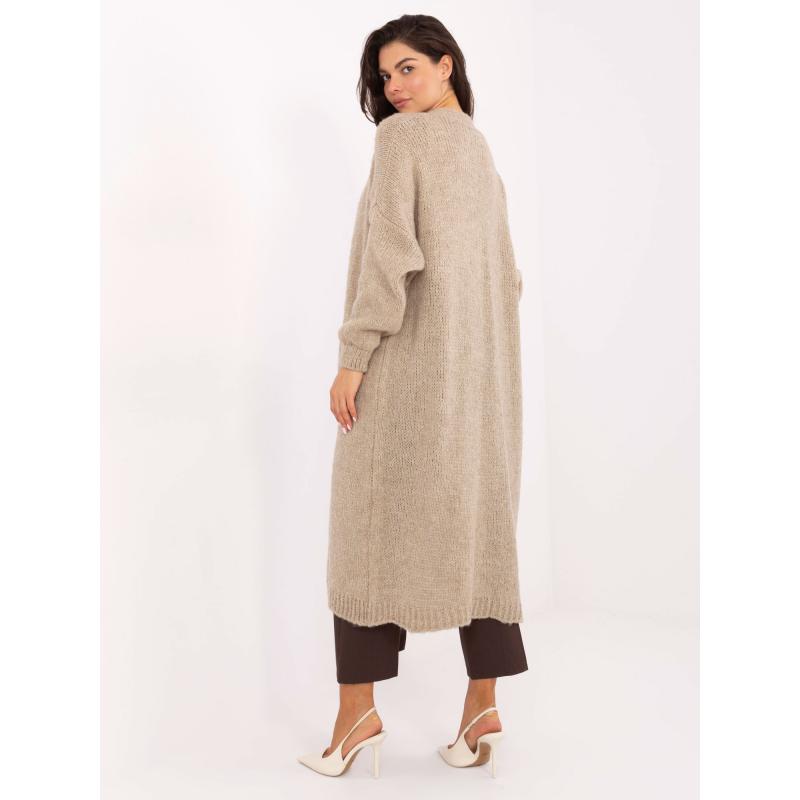 Bežový dlouhý kardigan s kapsami