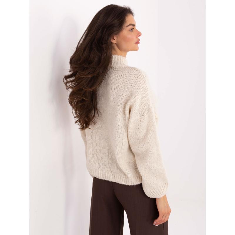 Světle béžový rozepínací svetr se stojáčkem